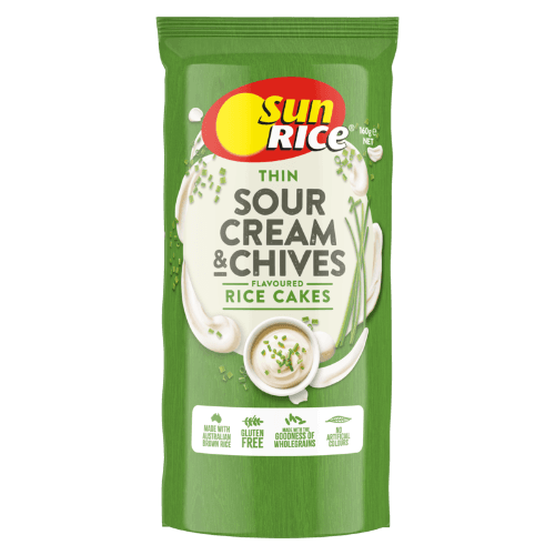 SunRice Thin Sour Cream & Chives Flavoured Rice Cakes