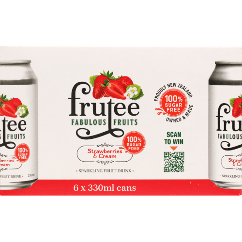 Frutee Fabulous Fruits Strawberries & Cream Sparkling Fruit Drink 6 × 330 mL