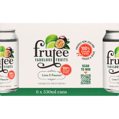 Frutee Lime & Passion Sparkling Fruit Drink 6 × 330 mL