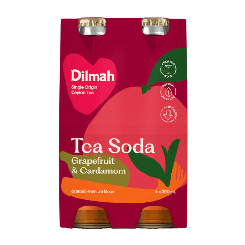 Dilmah Grapefruit & Cardamon Tea Soda Bottles 4 × 200 mL