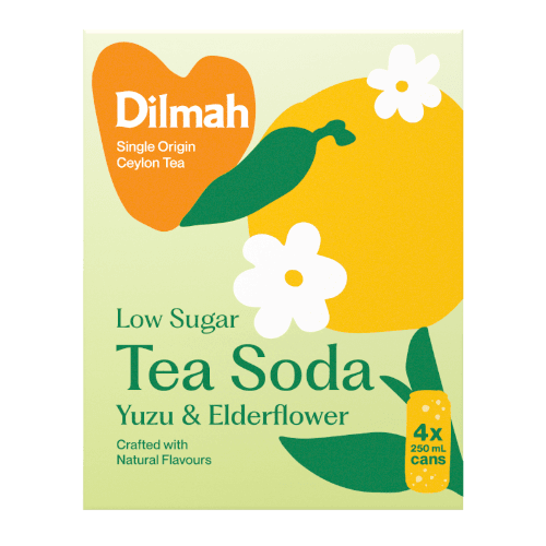 Dilmah Yuzu & Elderflower Tea Soda Cans 4 × 250 mL
