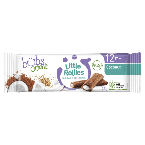 Bubs Organic Coconut Little Rollies Quinoa & Millet Snack 12+ Months