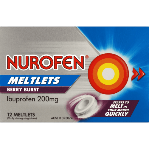 Nurofen Meltlets Pain Relief Ibuprofen 200mg Berry Burst 12 pack