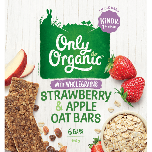 Only Organic Strawberry & Apple Oat Bars Kindy 1+ Years