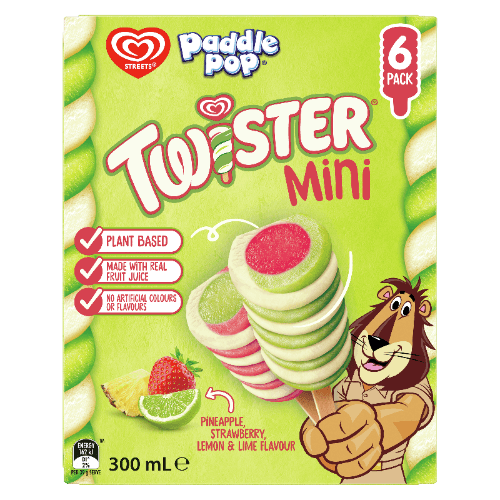 Paddle Pop Pineapple Strawberry Lemon & Lime Flavour Twister Mini Ice Cream