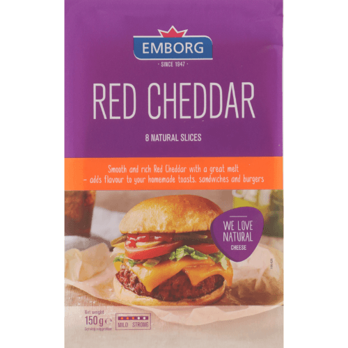 Emborg Red Cheddar Natural Slices Cheese