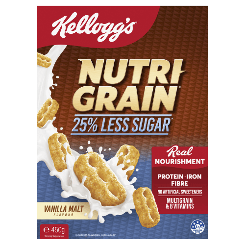 Kellogg's Nutri-Grain Vanilla Malt Flavour 25% Less Sugar Cereal
