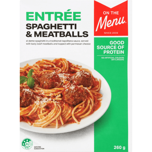 On The Menu Entree Spaghetti & Meatballs