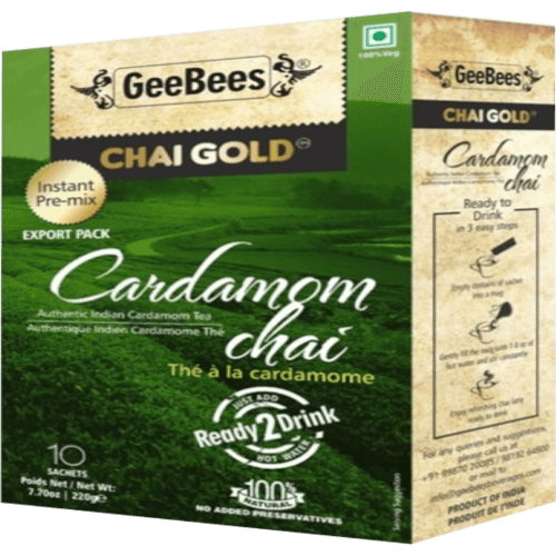 GeeBees Chai Gold Cardamom Sweetened Instant Pre-Mix Chai Tea