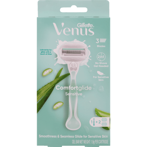 Gillette Venus Comfortglide Sensitive Handle +2 Cartridges Razor