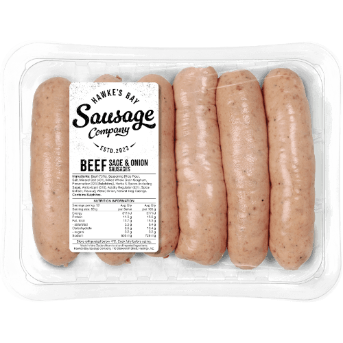 Hawkes Bay Sausage Company Beef Sage & Onion Sausages