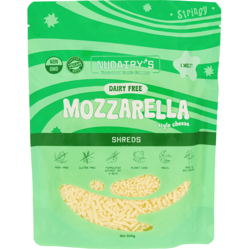 Nudairy's Dairy-free Shreds Mozzarella Alternative