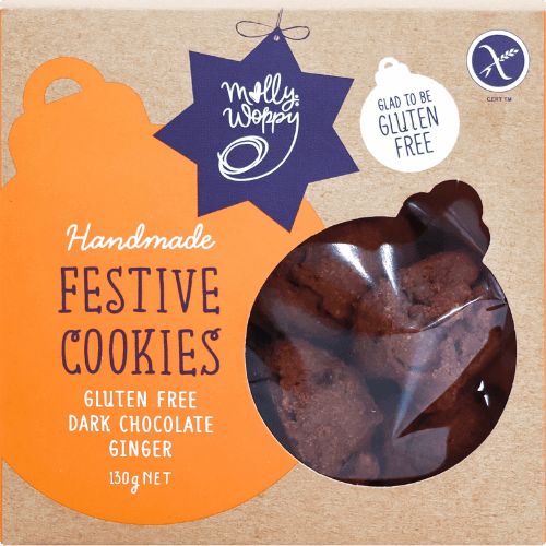 Molly Woppy Handmade Gluten Free Dark Chocolate Ginger Festive Cookies