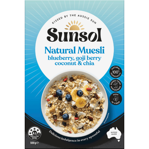 Sunsol Blueberry Goji Berry Coconut & Chia Natural Muesli
