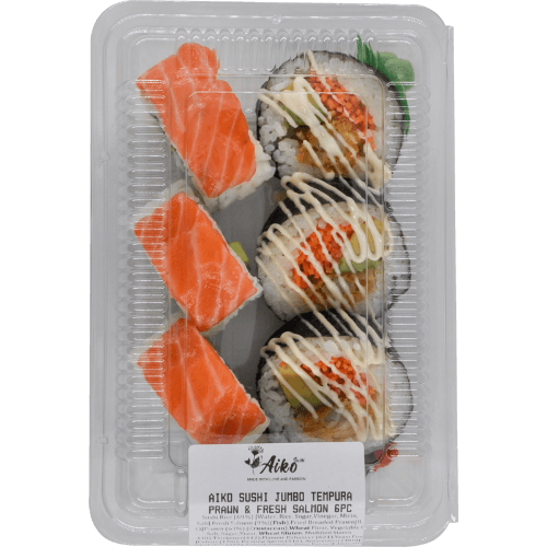 Aiko Jumbo Tempura Prawn & Fresh Salmon Sushi
