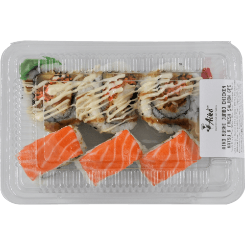 Aiko Jumbo Chicken & Fresh Salmon Avocado Sushi