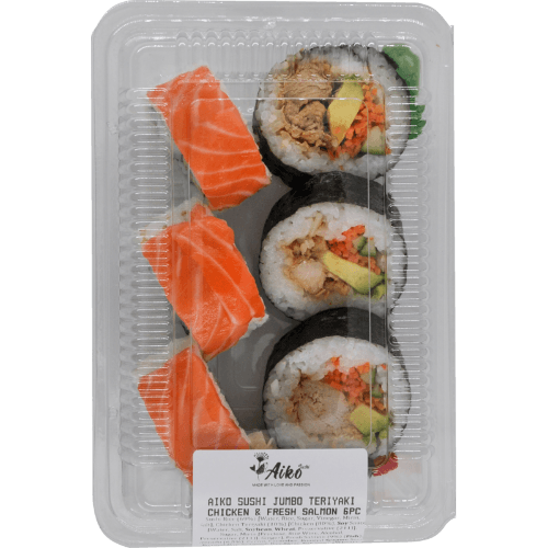 Aiko Jumbo Teriyaki Chicken & Fresh Salmon Sushi