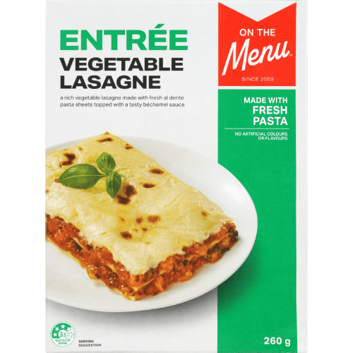 On The Menu Entree Vegetable Lasagne