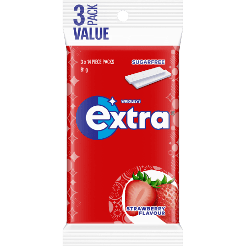 Extra Strawberry Flavour Sugar free Chewing Gum