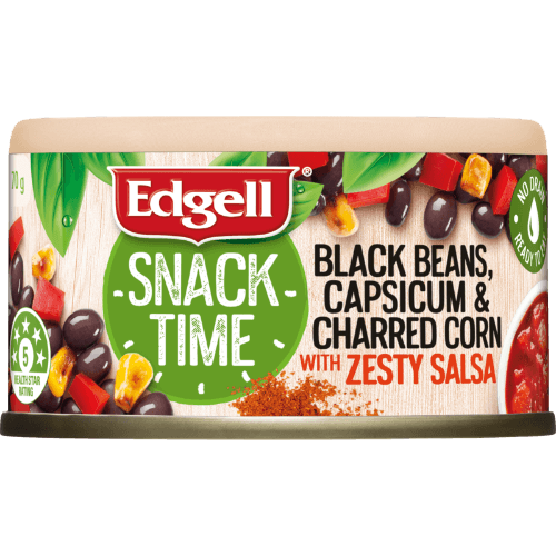 Edgell Snack Time Black Beans Capsicum & Charred Corn With Zesty Salsa