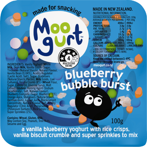 Moogurt Munch Kids Probiotic Yoghurt Blueberry Bubble Burst 100 g