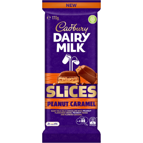 Cadbury Dairy Milk Slices Peanut Caramel Chocolate Block