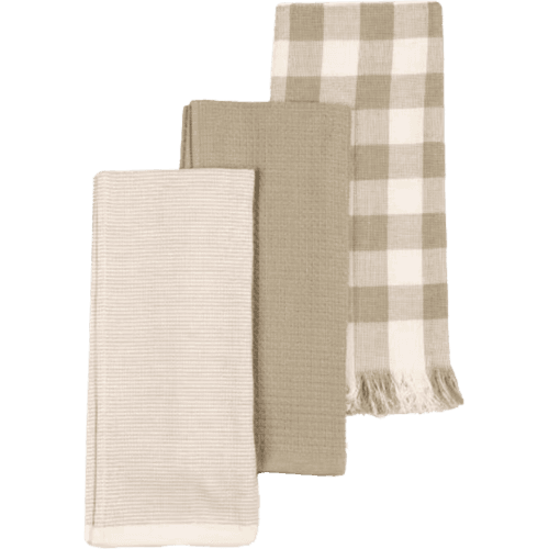 Korbond Chilled Out Taupe Coloured Tea Towel Set 3 pack
