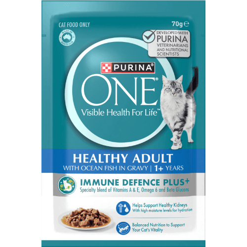 Purina ONE Healthy Adult with Ocean Fish in Gravy Wet Cat Food Pouch