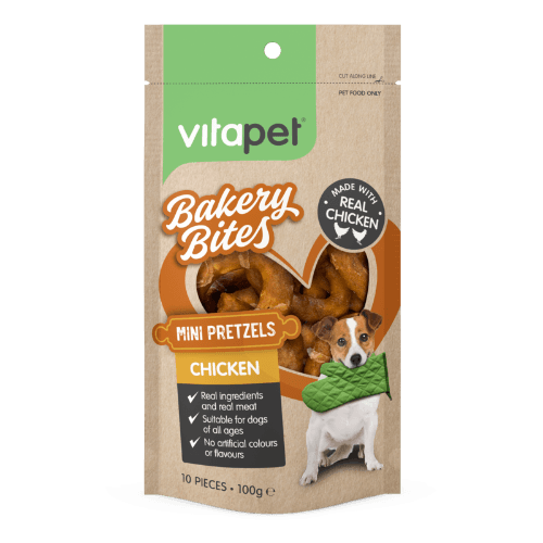 VitaPet Bakery Bites Chicken Mini Pretzel Dog Treats