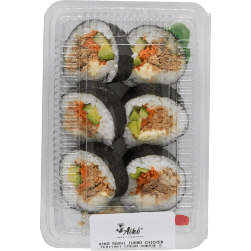 Aiko Jumbo Chicken Teriyaki Cream Cheese Sushi 6 pack
