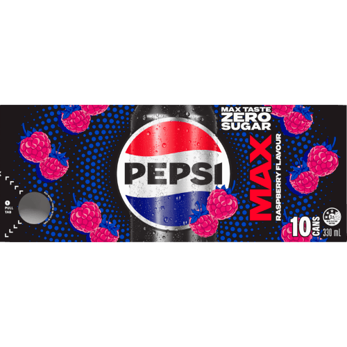 Pepsi Max Zero Sugar Raspberry Flavour Soft Drink Cans