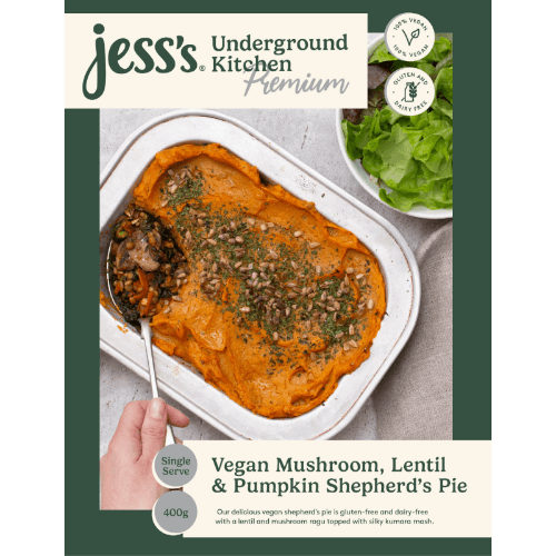 Jess's Underground Kitchen Premium Vegan Mushroom Lentil & Pumpkin Shepherd's Pie