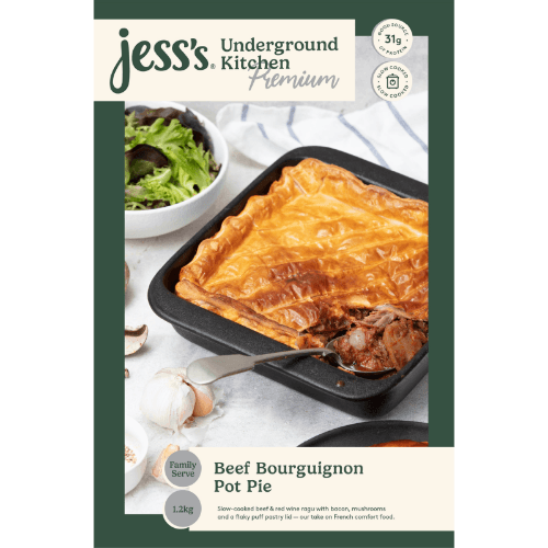 Jess's Underground Kitchen Premium Beef Bourguignon Pie
