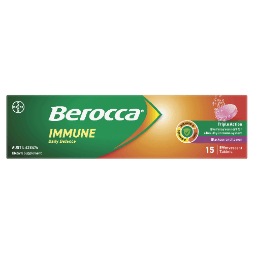 Berocca Immune Daily Defence Blackcurrant Flavour Effervescent Tablets