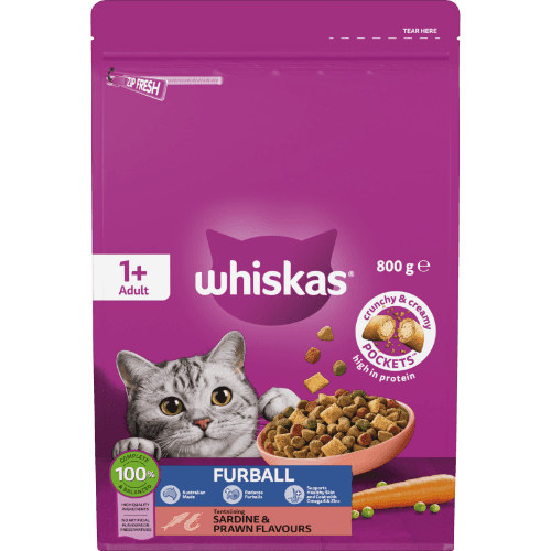 Whiskas Furball Sardine & Prawn Flavours Adult Dry Cat Food
