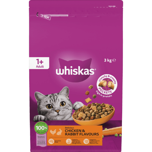 Whiskas Chicken & Rabbit Flavours 1+ Adult Dry Cat Food