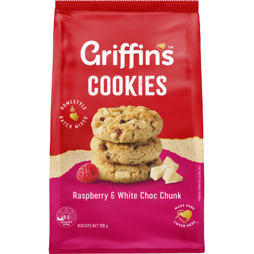 Griffin's Raspberry & White Choc Chunk Cookies