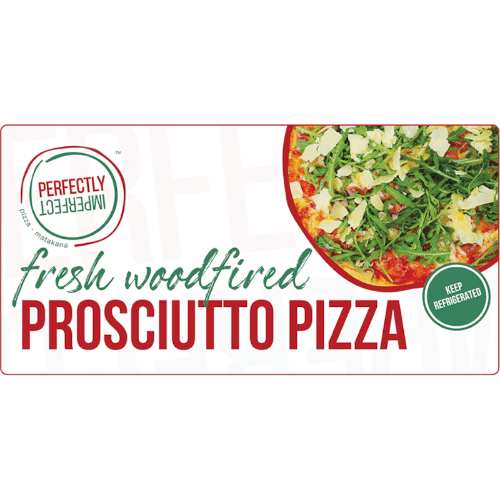 Perfectly Imperfect Prosciutto Fresh Woodfired Pizza