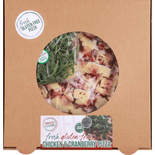 Perfectly Imperfect Fresh Gluten Free Chicken Cranberry Pizza