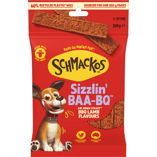 Schmackos Sizzlin' BAA-BQ Lamb Air-Dried Strapz Dog Treats