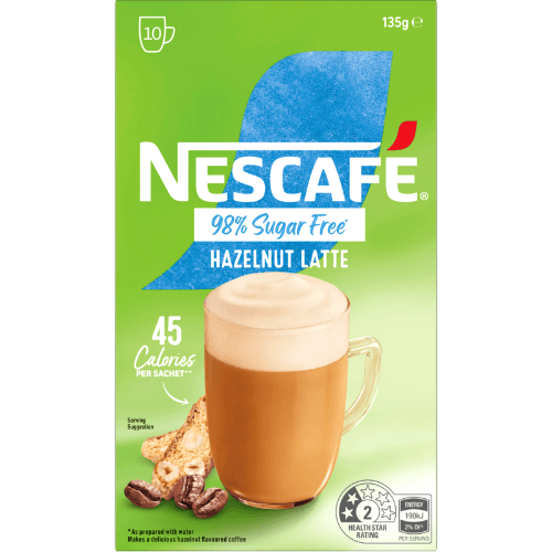 Nescafe 98% Sugar Free Hazelnut Latte Coffee Sachets