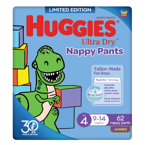 Huggies Ultra Dry Nappy Pants For Boys Size 4 9-14 kg 62 pack
