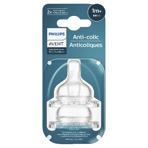 Philips Avent Anti-colic Teats 1mth Plus Slow Flow