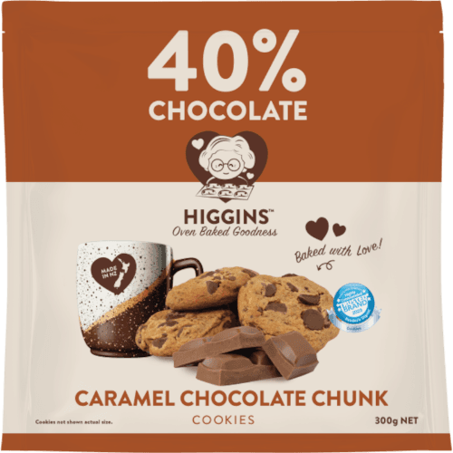 Higgins 40% Chocolate Caramel Chocolate Chunk Cookies