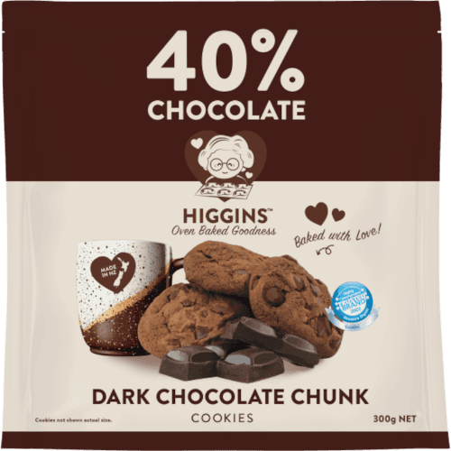 Higgins 40% Chocolate Dark Chocolate Chunk Cookies