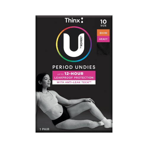 U By Kotex Thinx Period Underwear Black Bikini Size 10