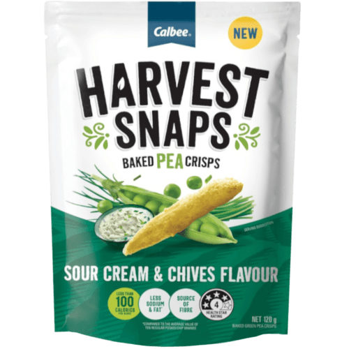Calbee Harvest Snaps Sour Cream & Chives Baked Pea Crisps