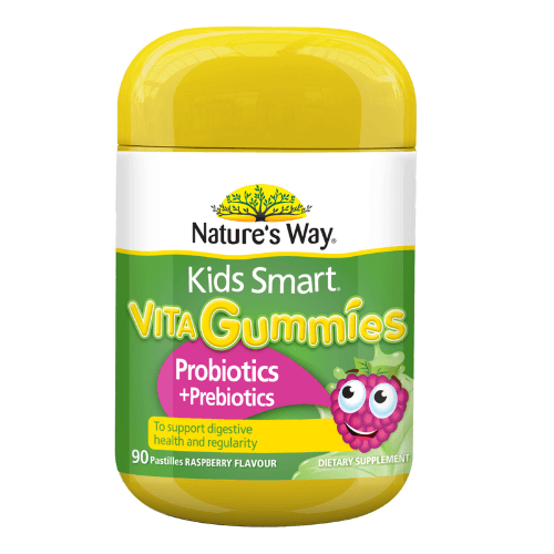 Natures Way Kids Smart Probiotics + Prebiotics Raspberry Flavour Pastilles Vita Gummies