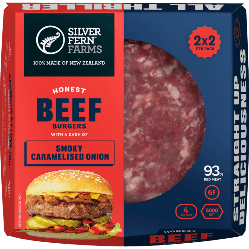 Silver Fern Farms Honest Beef Burgers With Smokey Caramelised Onion