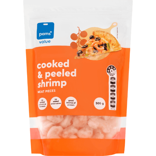 Pams Value Cooked & Peeled Shrimp Meat Pieces.